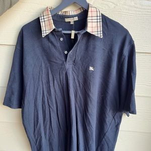 Burberry check collar polo
